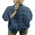 thumbnail image 3 of Women Stand Collar Quilted Jackets Long Sleeve Solid Color Full Zip Padded Jackets, 3 of 5