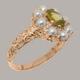 thumbnail image 3 of LBG British Made 10k Rose Gold Natural Peridot & Cultured Pearl Womens Statement Ring - 33 size options - Size 10.75, 3 of 8