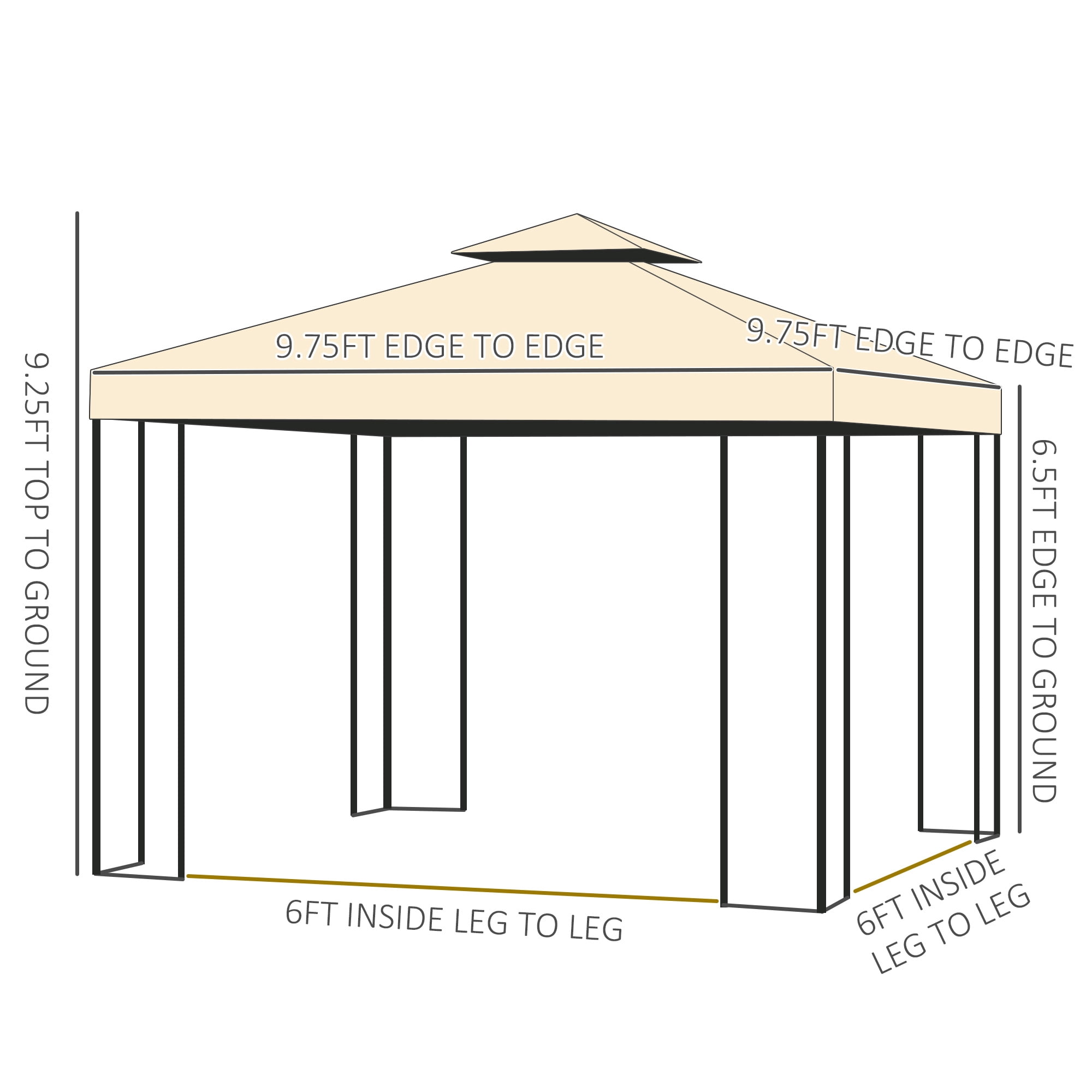 Outsunny 10' x 10' Double Canopy Patio Gazebo, Tree Motifs