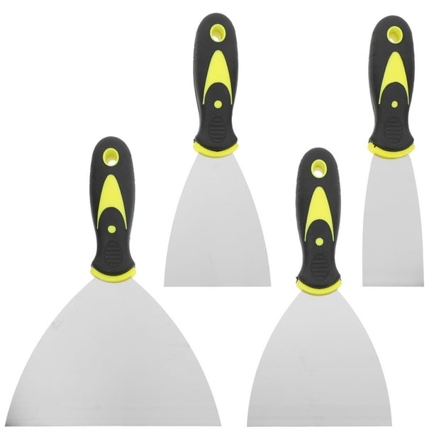 FELTECHELECTR Juego de 4 cuchillos de acero inoxidable para encintado de paneles de yeso, raspador de pared con acero flexible y mango cómodo y antideslizante de 1,5, 3, 4 y 6 pulgadas.
