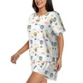 thumbnail image 2 of Qekee Hot Air Balloon Women's Pajama Set Short Sleeve Sleepwear Summer Home Wear with Pockets Soft Short Sleeve Shirt - Hot Air Balloon, 2 of 9
