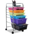 thumbnail image 3 of SAZYY 6-Drawer Organizer Cart Tools, Mobile Utility Storage Cart with Removable Drawers & Lockable Wheels, Rolling Storage Cart with Wheels for Home Office, Colorful Clear, 3 of 8