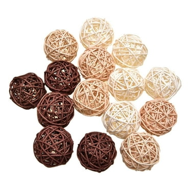 15 Pieces Wicker Rattan Balls Decorative Ball Orbs Table Ornament Decoration