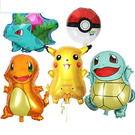 Large Pokemon, Pikachu & Friends Birthday Party Balloons, 5-Pack