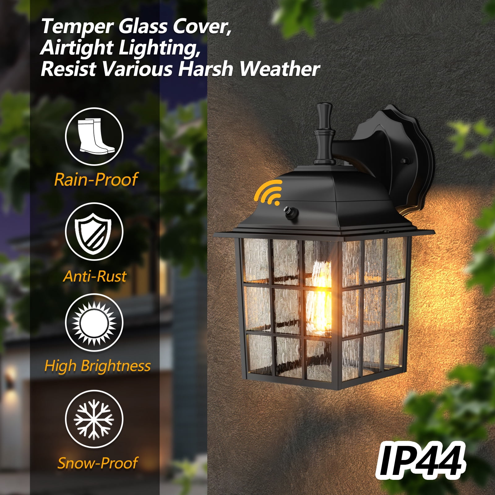 GEYANG Dusk to Dawn Outdoor Wall Light Fixtures - Sensor Porch Lights, Exterior Wall Sconce, Anti-Rust, Waterproof, Garage & Doorway Lights,2 Pack(excluding light bulbs)