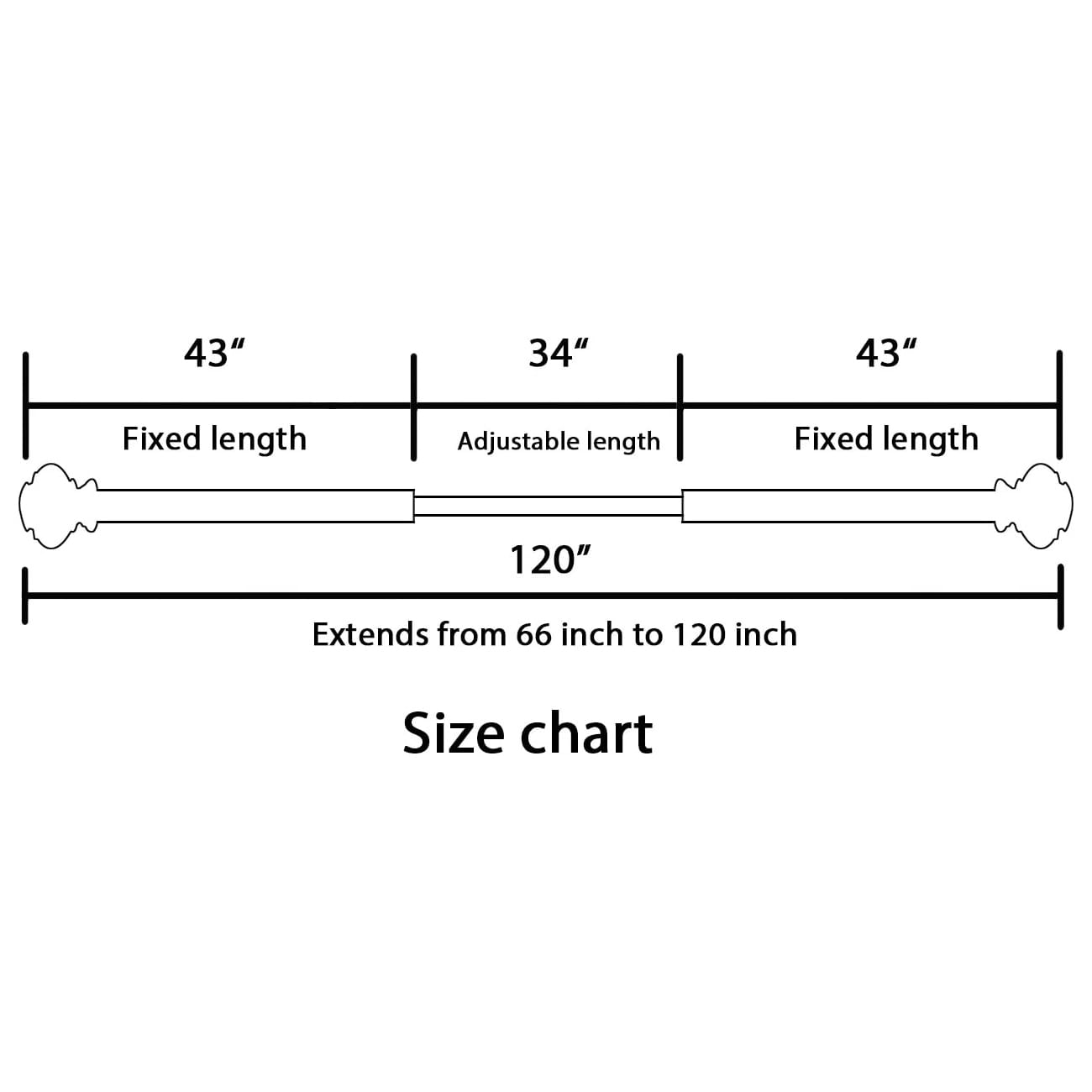 H.VERSAILTEX Black Curtain Rods for Windows 66"-120", 3/4" Curtain Rod Sets for Sliding Glass Door, Black with Antique Bronze