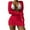 Red, variant on WREESH Womens Swimsuit Coverup Long Sleeve Plunge Neck Swimsuit Cover Up Three-Piece Suit Bandage Solid Bikini Push-Up Padded Swimsuit Beachwear Set Bathing Suit Black