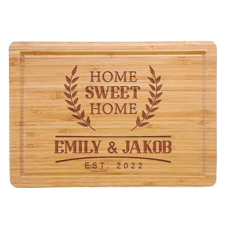 

Customized New Home Housewarming Gift Home Owner Couple Gift Ideas Personalized Home Sweet Home Bamboo Cutting Board Present for First Home Buyer Real Estate Engraved Gifts for New Home Buyer Gift