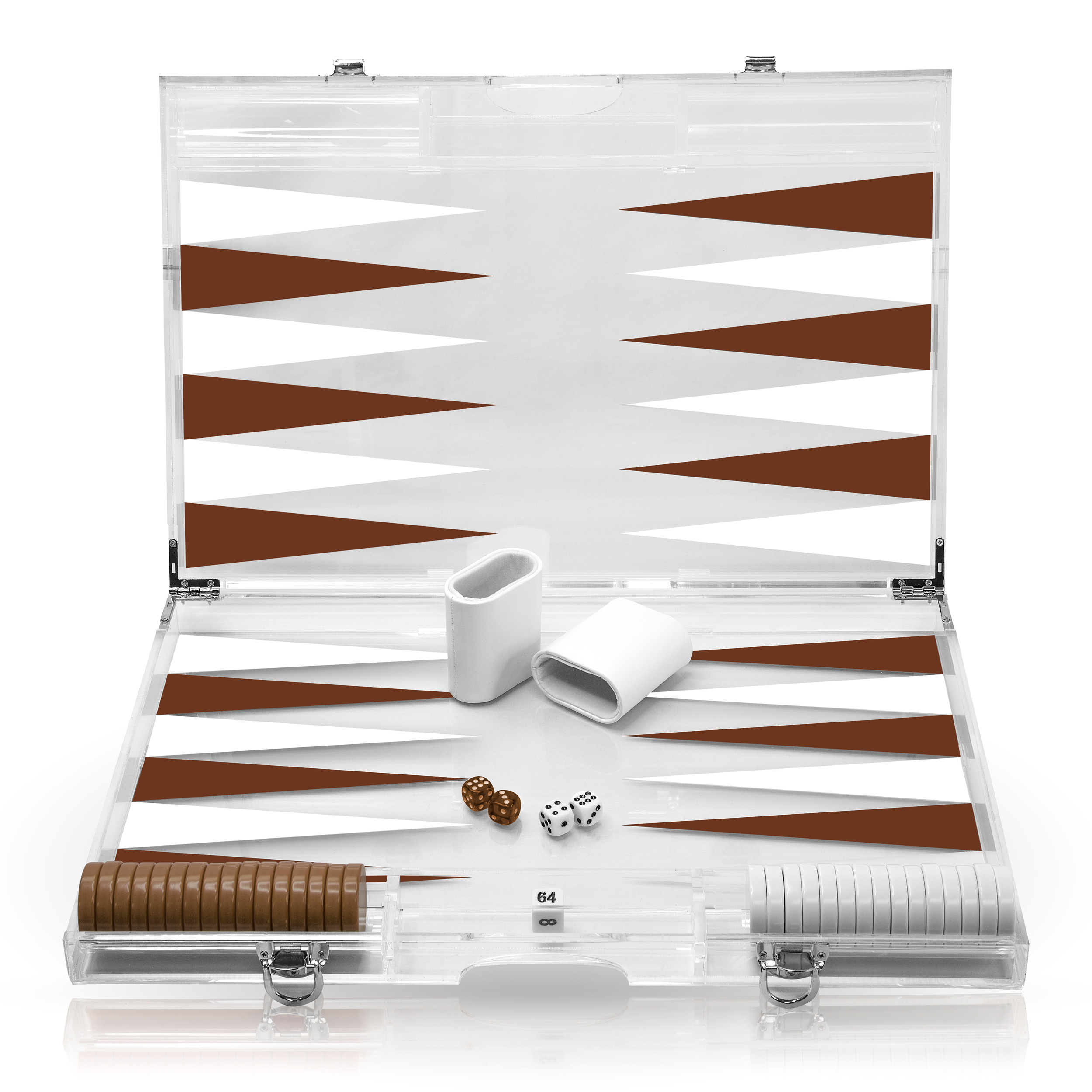 Rolling 66 18-Inch Lucite Deluxe Backgammon Set (Brown)