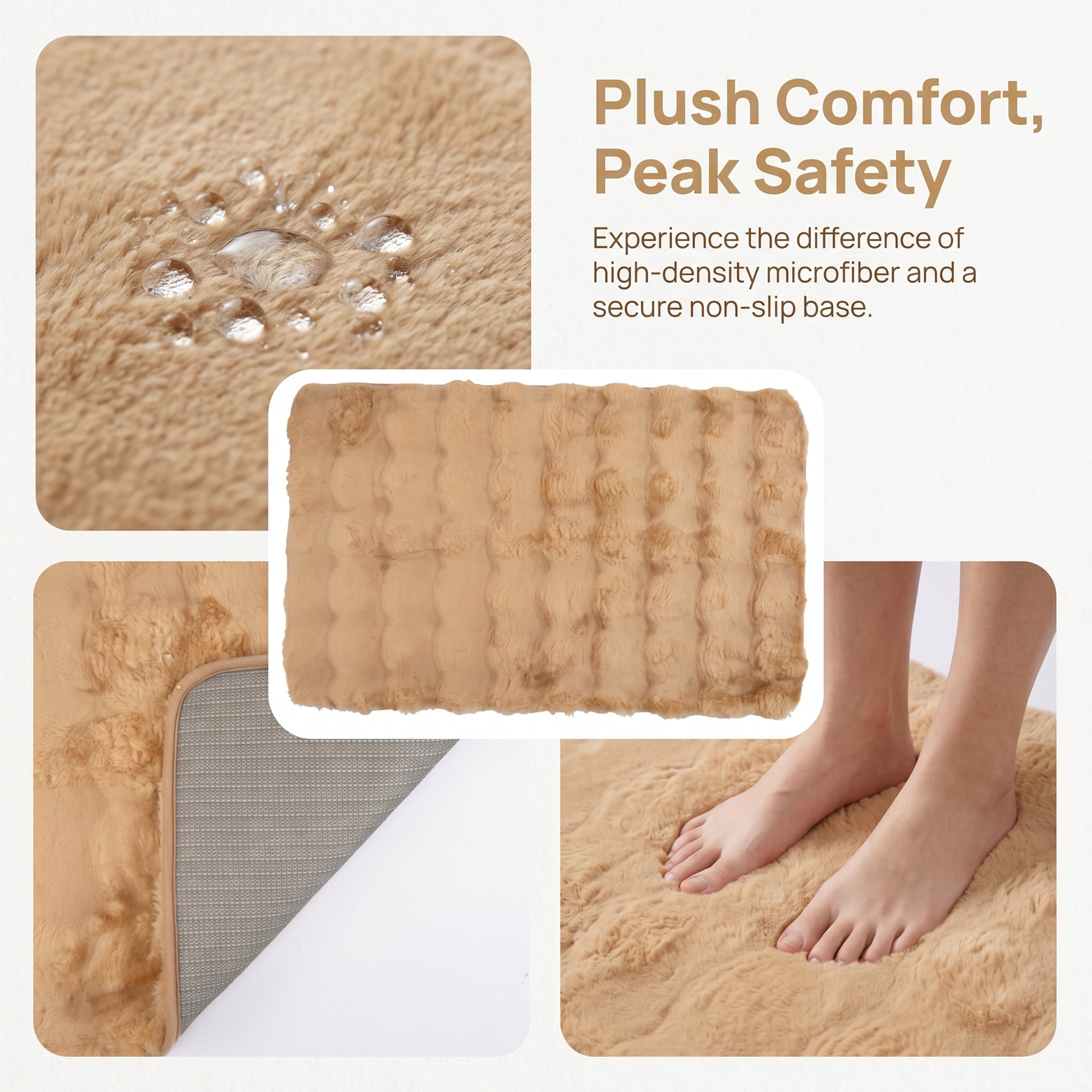 Unique Bargains Soft Absorbent Microfiber Non-Slip Washable Bathroom Rug Khaki 32" x 20"