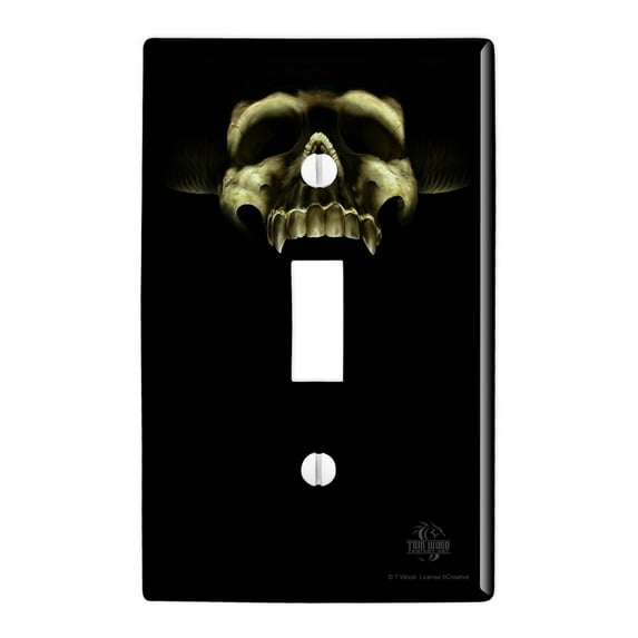 Shadow Skull Monster Horns Fantasy Plastic Wall Decor Toggle Light Switch Plate Cover
