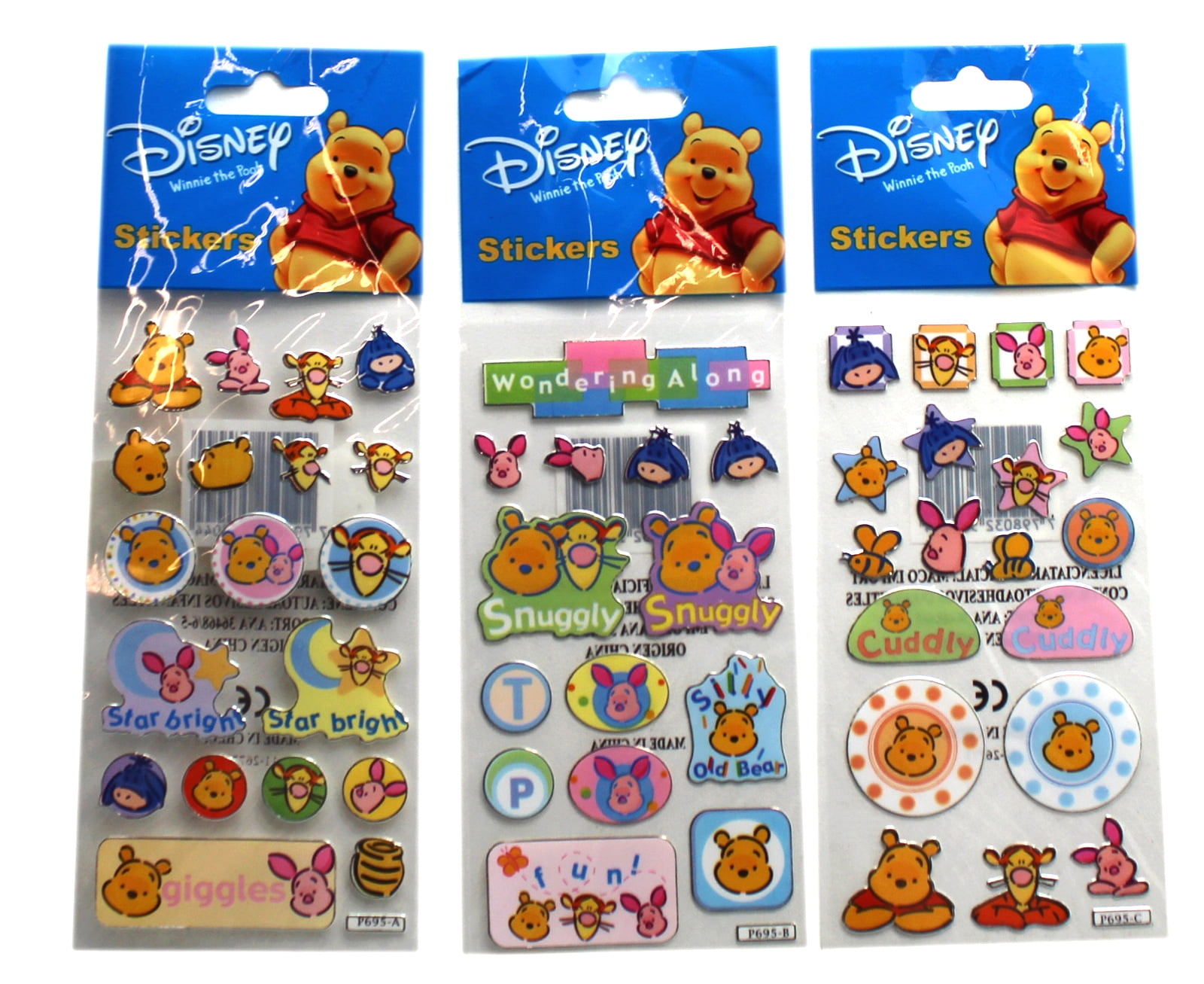 Disney's Winnie the Pooh Assorted Character Cute Sticker Sheets (3