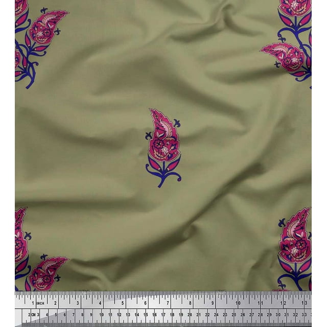 Soimoi Tissu Poly Georgette Feuilles Artistiques Imprimé 1 Yard 52 Pouces de Large