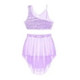 thumbnail image 3 of inhzoy Girls Lyrical Ballet Dance Leotard Tutu Dress Sequins Crop Top Mesh Irregular Skirt Dancewear, 3 of 6