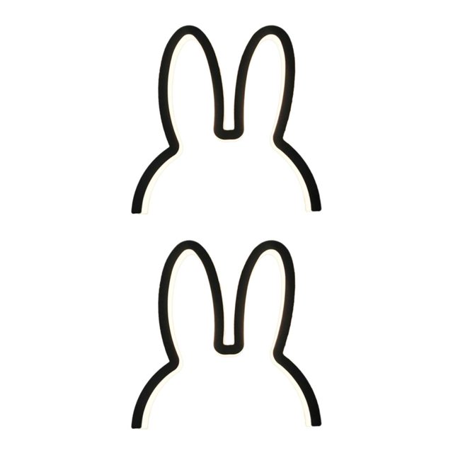 relayinert Rabbit Nightlight LED Lamp USB for Children s Room Cute and Decorative Black 29x30cm 2Set