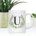 thumbnail image 2 of Koyal Wholesale Ceramic Coffee Mug, Garden Green Monogram Initial Letter U, 2 of 5