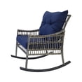 thumbnail image 6 of VEIKOUS 3-Piece Outdoor Bistro Sets with Rattan Rocking Chair and Tempered Glass Table, Blue, 6 of 12