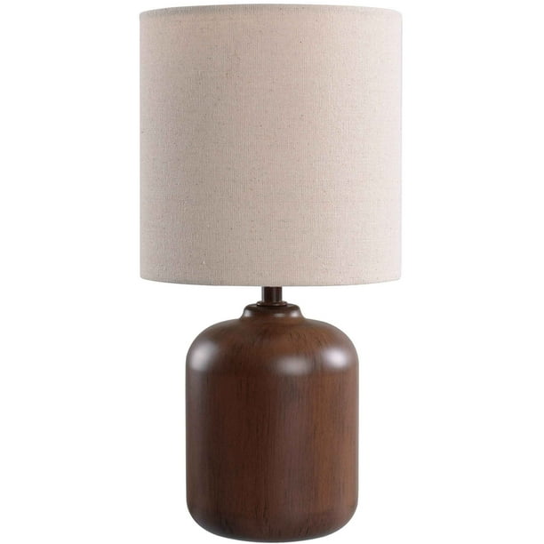 Mainstays Mini Faux Wood Table Lamp with Shade 12.75"HWood Finish and