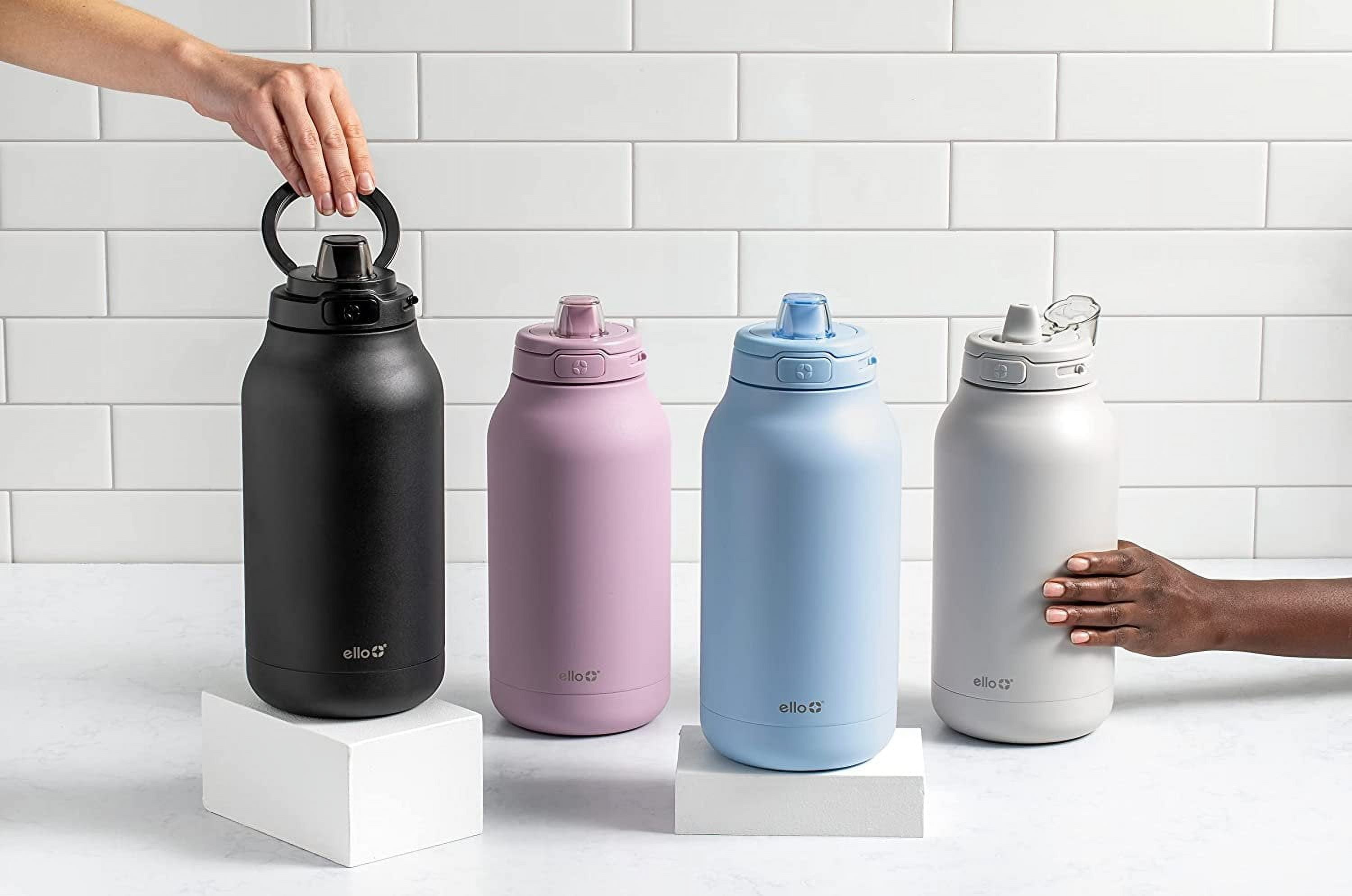 Ello Hydra Half Gallon Vacuum Insulated Stainless Steel Jug with Locking, Leak-Proof Lid and Soft Silicone Straw, Keeps Cold All Day, 64oz, Grey
