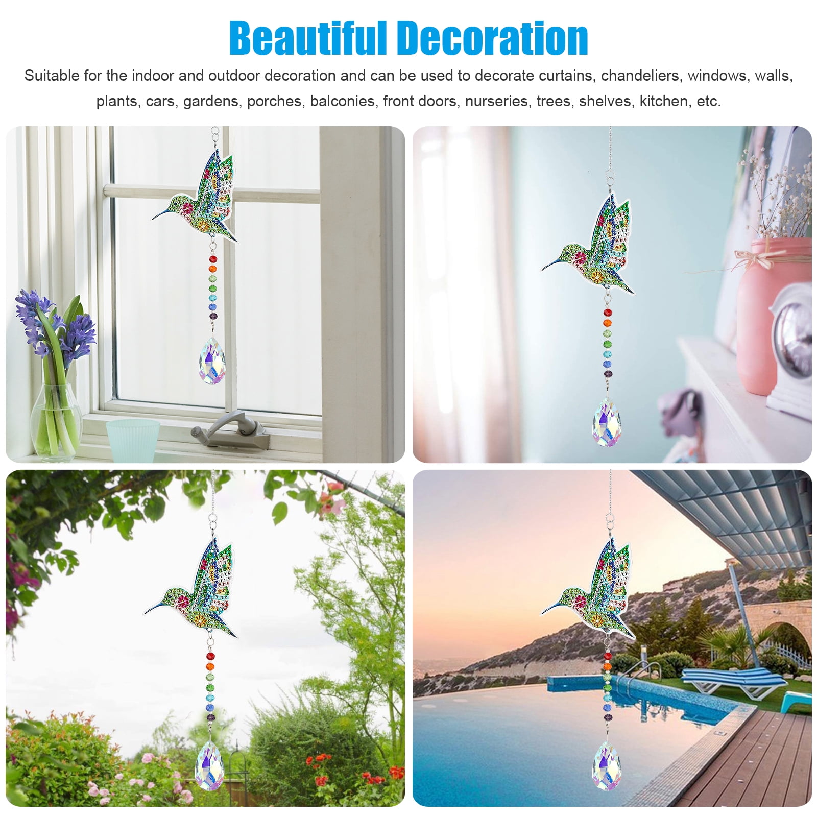 Gmpajhl 6 Pcs Diamond Painting Double Sided 3D Diamond Art Kits Diamond  Wind Chime Ornaments with Crystal Gem Paint by Number Decorating Home  Window