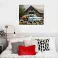 thumbnail image 5 of ERAPDAUR Farmhouse Truck Wall Art, Old Truck Canvas Wall Art Prints, Rustic Country Pictures, Vintage Blue Old Pickup Car Truck Flower Paintings for Living Room Bathroom Bedroom Wall Decor 20x16in, 5 of 6