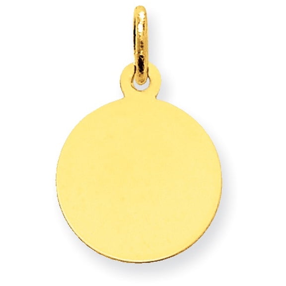 14k Yellow Gold Solid Plain .027 Gauge Circular Engravable Disc Charm Pendant