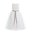 thumbnail image 2 of Ekidsbridal Ivory Scoop Neck A-Line Keyhole Back Floral Lace Formal Flower Girl Dress Graduation Ceremonial Gown for Toddlers 178 12, 2 of 3