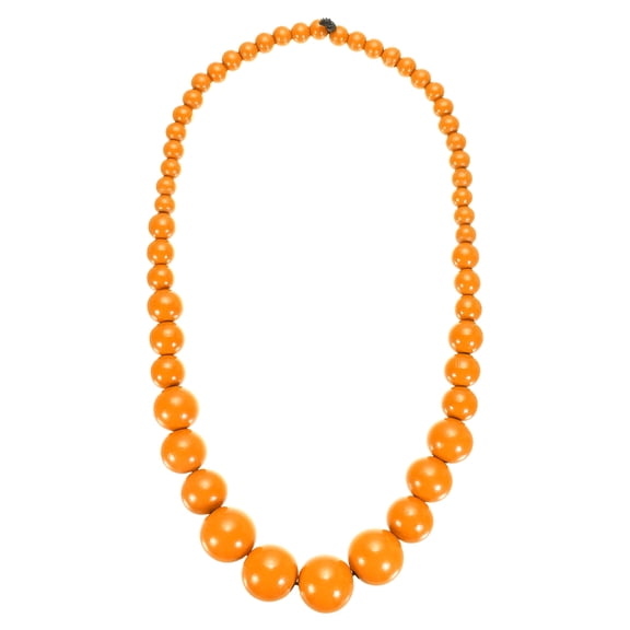 Uxcell Chunky Beaded Necklace, Round Wooden Beaded Necklace Big Ball Bead Collar Necklaces for Women Men Handmade Jewelry Trendy Accessories, Orange