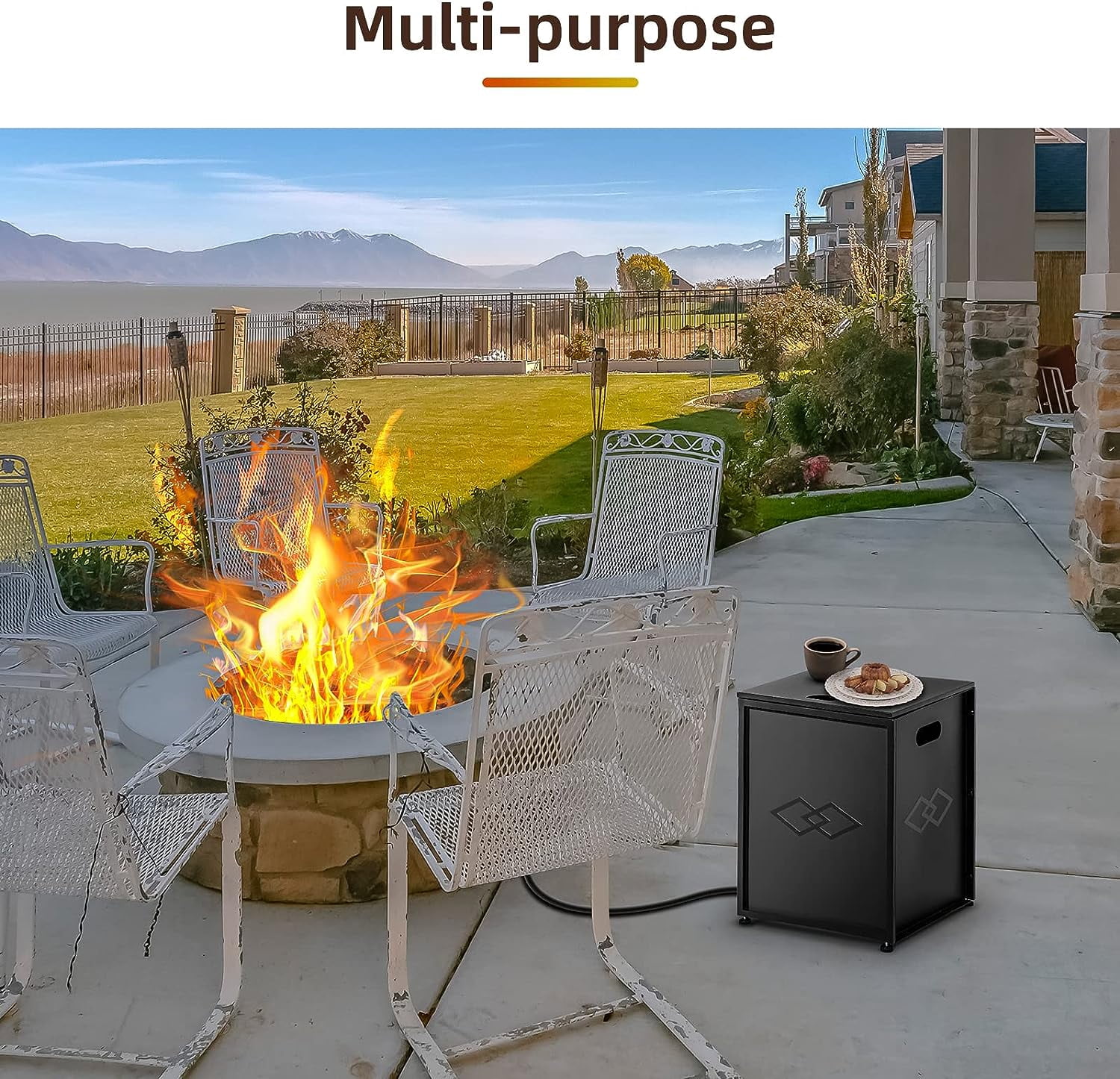 Ashion Backyard Propane Tank Cover Table for Gas Fire Pits, Outdoor Gas Tank Holder Storage for 20 Pound Propane Tank