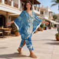 thumbnail image 4 of Xixirimido Waterfall Mountain Valley Blue Print Women’s Plus Size Beach Kaftan Dress V-Neck Batwing Sleeve Swimsuit Cover Up Flowy Caftan Dress for Pool, Cruise & Resort Wear, 4 of 6