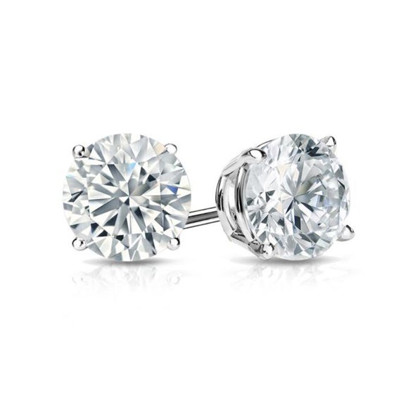 0.50 Ct. Tw. 14K White Gold Created White Diamond Four Prong Studs Excellent Cut/H+ Color/SI by Paris Jewelry