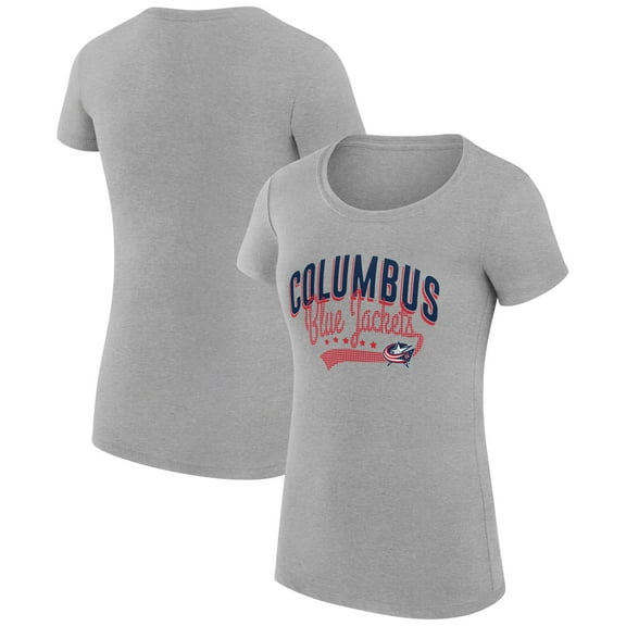 Women's G-III 4Her by Carl Banks Gray Columbus Blue Jackets Super-Slim Fit Lightweight Filigree Logo T-Shirt