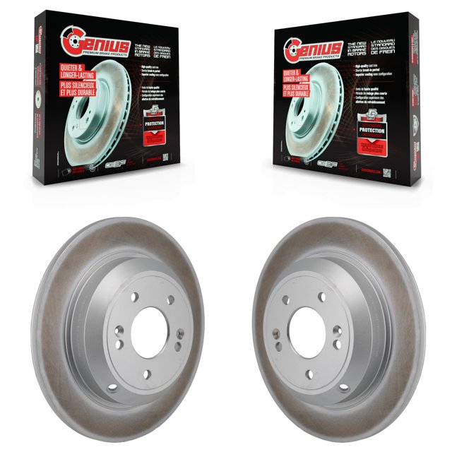 Genius Rear Coated Disc Brake Rotors Pair for Car Genesis G70 Kia Stinger KG-102011