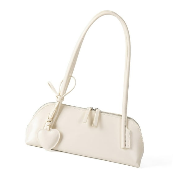 Korean Design Handbag For Women Lightweight PU Leather Shoulder Bag Office Underarm Purse With Detachable Heart Charm