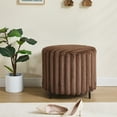 thumbnail image 3 of Upholstered Round Ottoman in Soft Faux Fur Finish with Black Metal Legs Perfect for Living Room Bedroom, 3 of 8