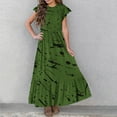 thumbnail image 4 of Zwiiyzr 6-12Y Girl's Summer Dresses Ruffle Sleeve Tiered Swing Midi Dress Floral Casual Swing Sundress with Pockets Olive Green, 4 of 7