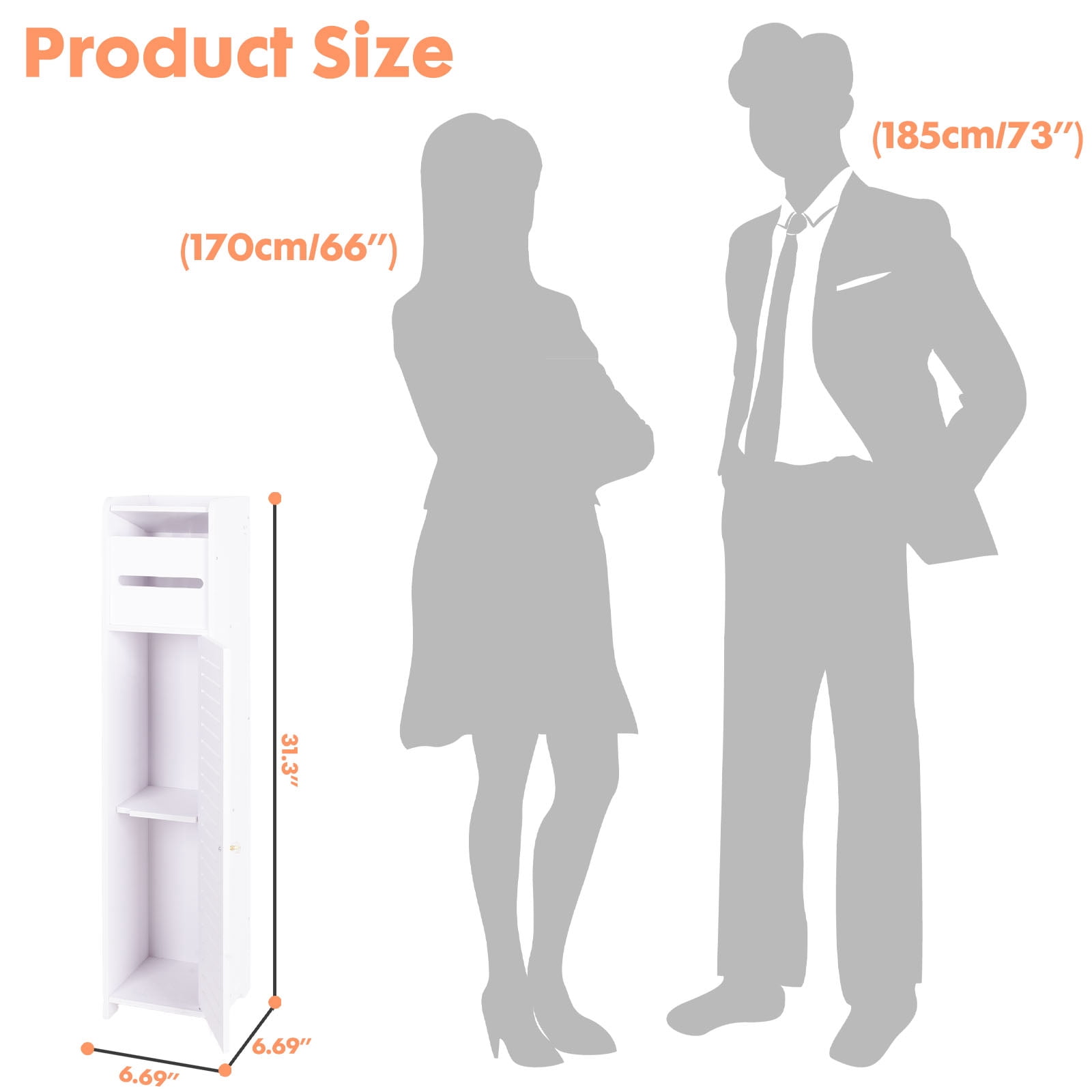 PinkSheep Bathroom Storage Cabinet with Doors and Shelves, Freestanding Toilet Paper Holders Stand Storage Cabinet Organizer Shelf for Small Spaces, White