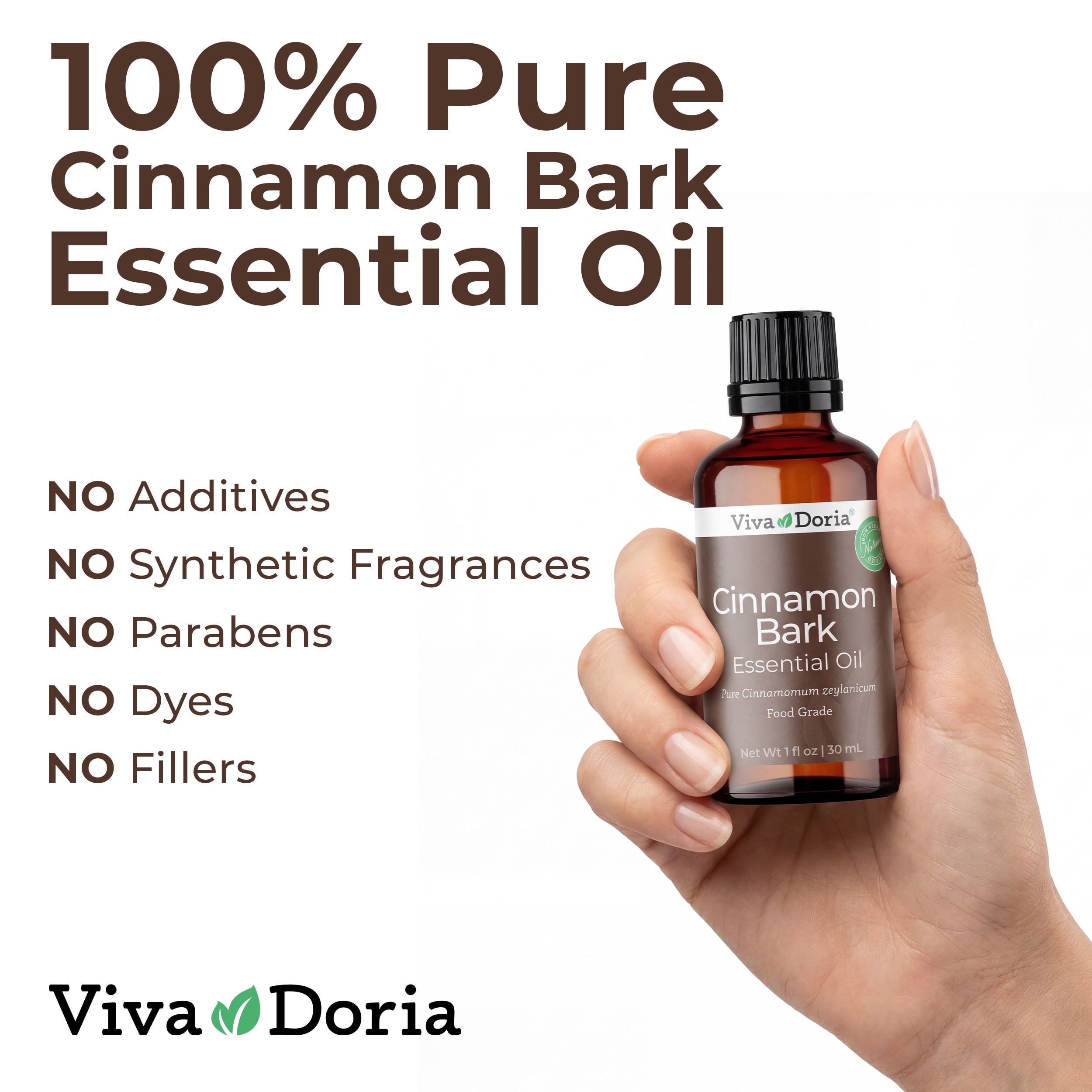 Viva Doria Cinnamon Bark Essential Oil, 100% Pure, Natural Essential Oil, Undiluted, for Aromatherapy | Food Grade, 30 mL (1 Fluid Ounce)