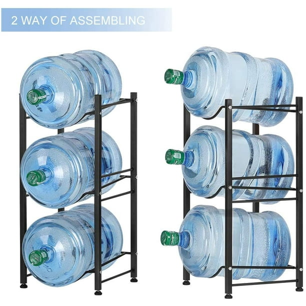 5 Gallon Water Jug Holder Water Bottle Storage Rack 3 Tiers Black