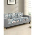 thumbnail image 2 of Blue Pink Flowers Sofa Couch Cushion Covers Washable, Removable Stretchable Sectional Couch Covers, Vintage Botanical Elegant Floral Slipcovers for L & T Shape Sofa Furniture Protector M Size 1 pc, 2 of 7