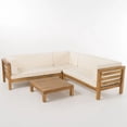 thumbnail image 2 of CoSoTower Outdoor Wooden Sectional Set with Cushions, Beige, 2 of 9