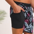 thumbnail image 7 of DARING DIVA Men's Swimming Elastic Liner Drawstring Beach Shorts with Pocket 28 Black Red, 7 of 7