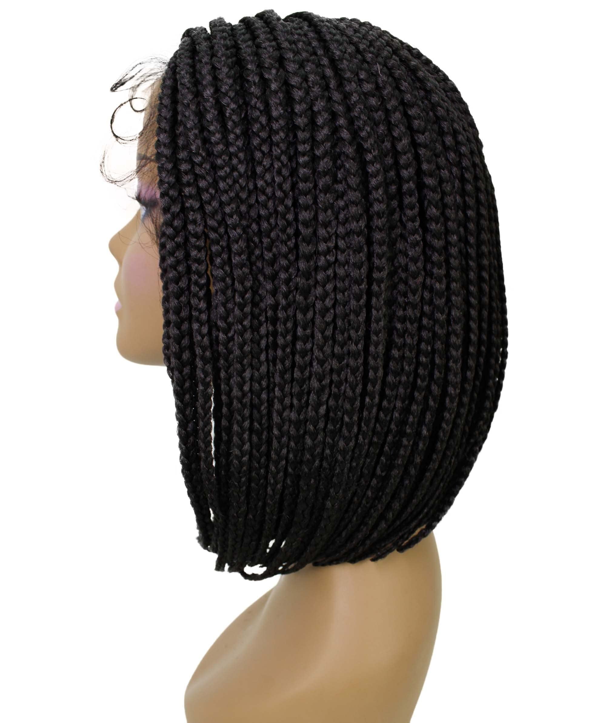 LUXLUXE Tiara Straight Braided 12 in Long 4X4 Hand Tied Lace Braid Braided Wig, Beauty Heat Resistant Fiber, Dip Dyed & Natural Black Blended Color