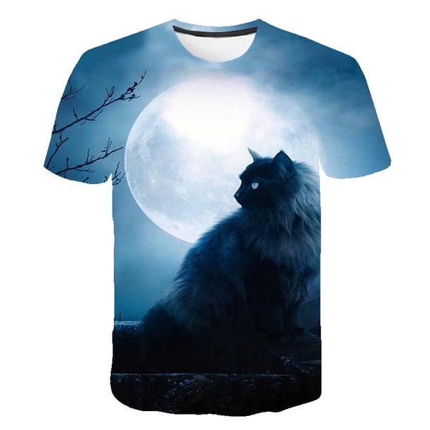 Camisetas de moda para niños con bonitos gatos, camisetas con estampado de dibujos animados para niñas, camisetas para niños, ropa de manga corta para verano, trajes de gato para niños Gao Jinjia LED