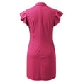 thumbnail image 3 of Aayomet Womens Jumpsuits Casual Women's Fashionable Solid Color Double Suit Blazer Collar Flare Sleeve Dress,Hot Pink L, 3 of 5