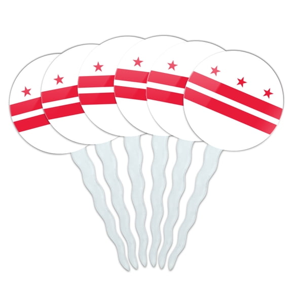 Washington D.C. The District of Columbia Flag Cupcake Picks Toppers Decoration Set of 6