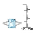 thumbnail image 3 of 10k White Gold Emerald-Shape Blue Topaz and Split-Shank Diamond Ring, 3 of 5