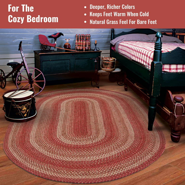 Homespice Apple Pie Jute Red Braided Rugs 5x8' Oval for Living