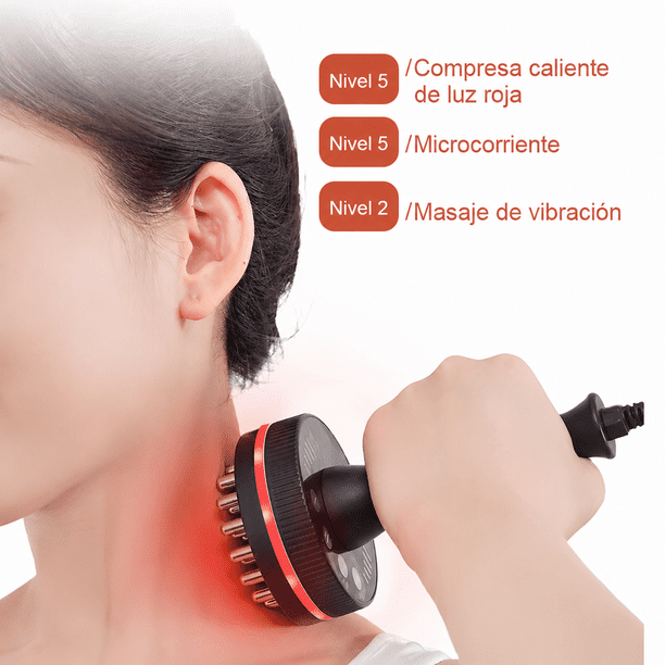 Cepillo de Masaje Meridiano Infrarrojo Lejano Inalámbrico, Máquina de Raspado Gua Sha con Calefacción por Vibración, Masajeador Corporal de Microcorriente de Acupresión