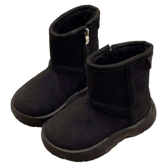 REDARER Winter Snow Boots - Waterproof Insulated Short Booties with Side Zipper, Non- Warm Shoes for Outdoor Adventures,Size:4.5-5 Years